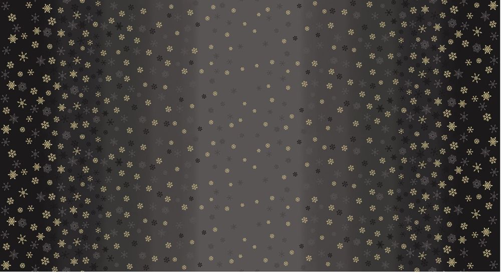 Makower Fabric - Ombre Snowflake - Black - 100% Cotton - Long 1/4m+