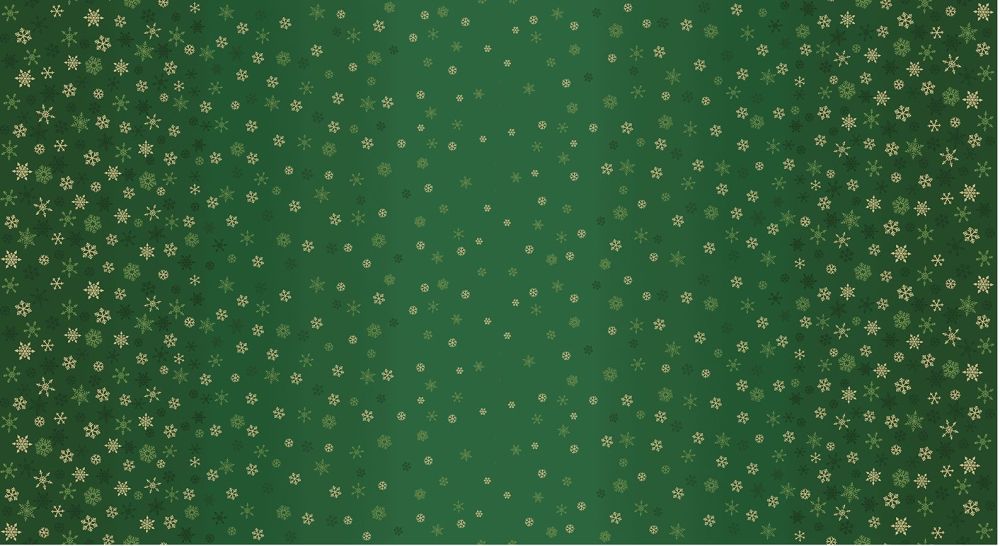 Makower Fabric - Ombre Snowflake - Green - 100% Cotton - Long 1/4m+