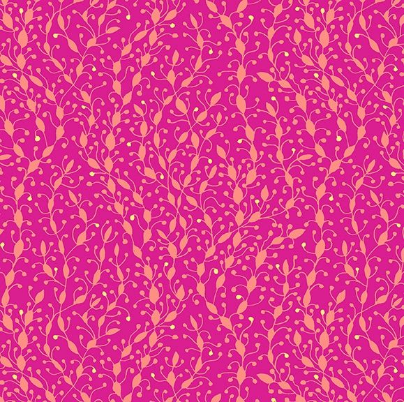 Makower Fabric - Reef - Reed Pods - Pink - 100% Cotton - 1/4m+