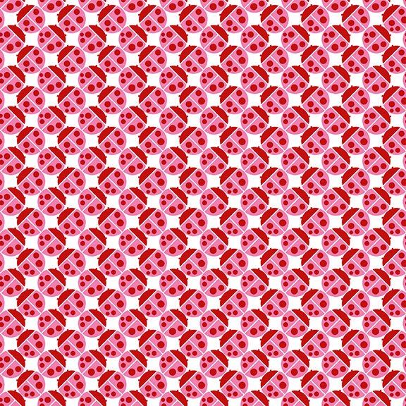 Andover Fabric - Buzzin Around - Ladybugs - Pink - 100% Cotton - 1/4m+
