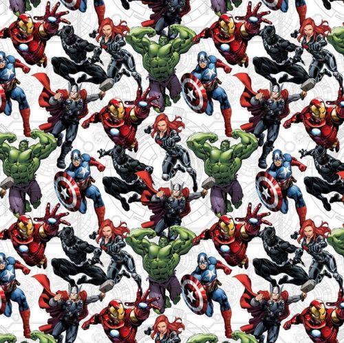 Marvel Avengers Fabric - Avengers Unite - White- 100% Cotton - 1/4m+