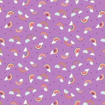 Makower Fabric - Daydream - Rainbows - Lilac - 100% Cotton - 1/4m+