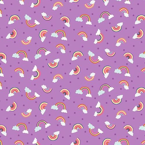 Makower Fabric - Daydream - Rainbows - Lilac - 100% Cotton - 1/4m+