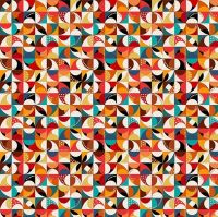 Makower Fabric - Folk Friends - Mosaic - Cream - 100% Cotton - 1/4m+
