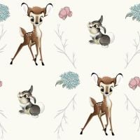 Disney Fabric - Bambi and Thumper Cross - Cream - 100% Cotton - 1/4m+