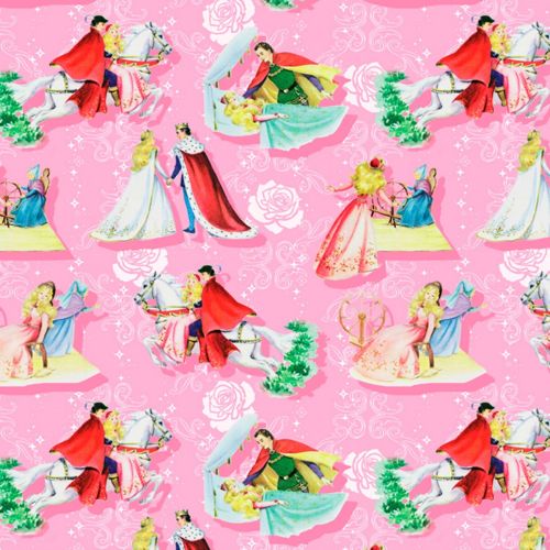 Sleeping Beauty Fabric - Vintage Storybook - Happily Ever After - 100% Cott