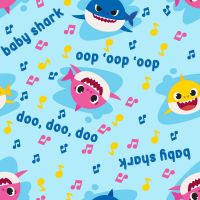 Baby Shark Fabric Doo Doo Doo - Music Toss - Blue - 100% Cotton - 1/4m+