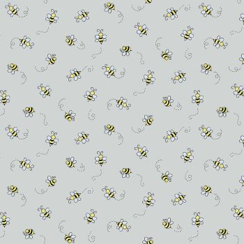 Andover Fabric - Bumble Bee - Light Grey - 100% Cotton - 1/4m+