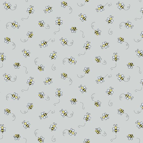 Andover Fabric - Bumble Bee - Light Grey - 100% Cotton - 1/4m+