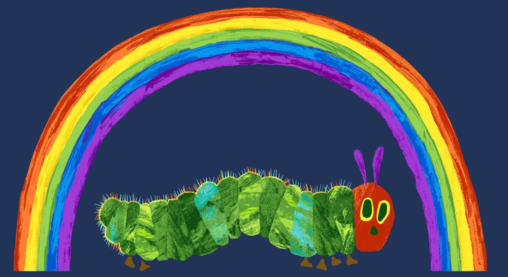The Very Hungry Caterpillar Fabric - Rainbow Panel - 100% Cotton