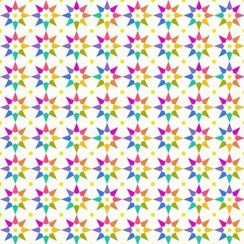 Andover Fabric - Alison Glass - Art Theory - Rainbow Stars - Day - 100% Cot