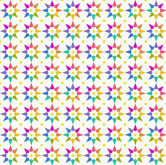 Andover Fabric - Alison Glass - Art Theory - Rainbow Stars - Day - 100% Cotton - 1/4m+