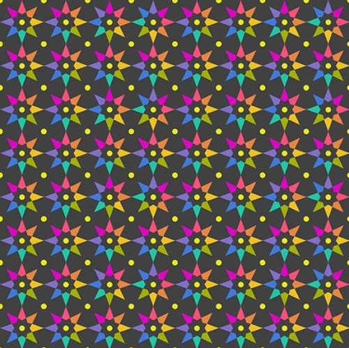 Andover Fabric - Alison Glass - Art Theory - Rainbow Stars - Night - 100% C