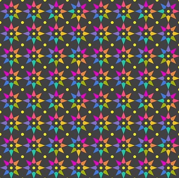 Andover Fabric - Alison Glass - Art Theory - Rainbow Stars - Night - 100% Cotton - 1/4m+