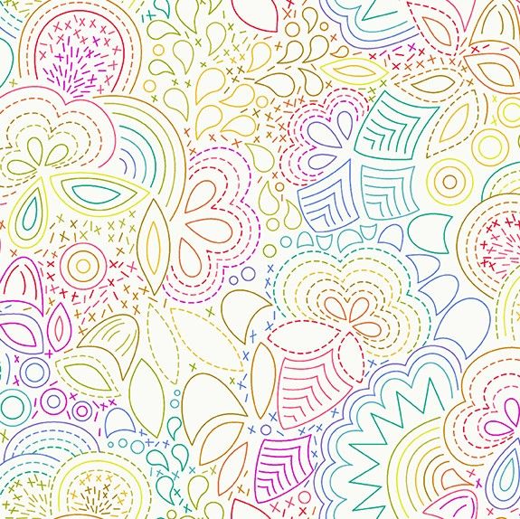 Andover Fabric - Alison Glass - Art Theory - Rainbow Stitched - Day - 100% Cotton - 1/4m+
