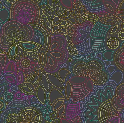 Andover Fabric - Alison Glass - Art Theory - Rainbow Stitched - Night - 100