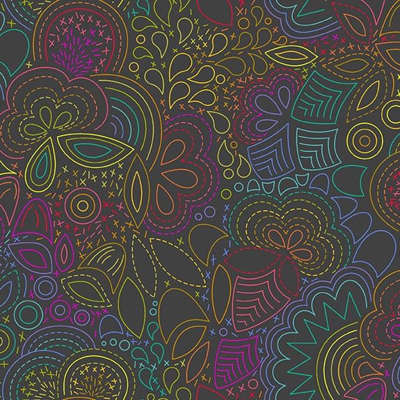Andover Fabric - Alison Glass - Art Theory - Rainbow Stitched - Night - 100% Cotton - 1/4m+