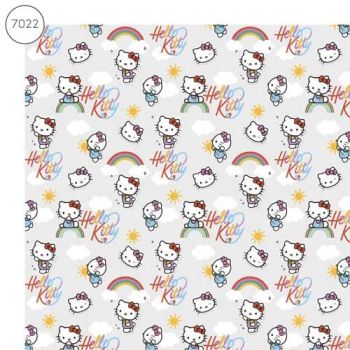 Hello Kitty Fabric - Wide Organic Cotton Poplin - Grey - 150cm wide - Half Metre