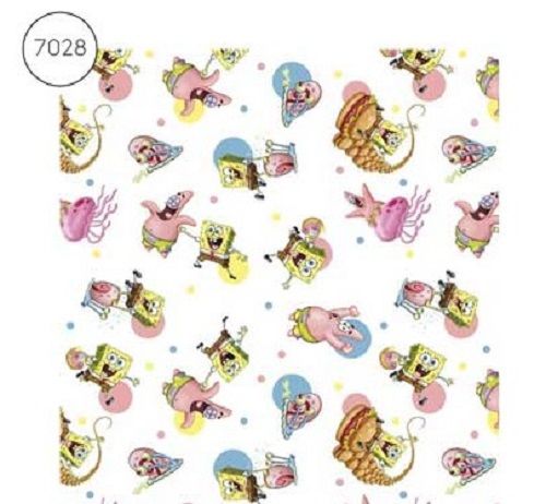 Spongebob Square Pants Fabric - Wide Cotton Poplin - White - 150cm wide - H