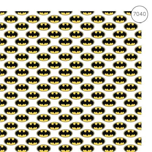 Batman Fabric - Wide Cotton Poplin - Logo - White - 150cm wide - Half Metre