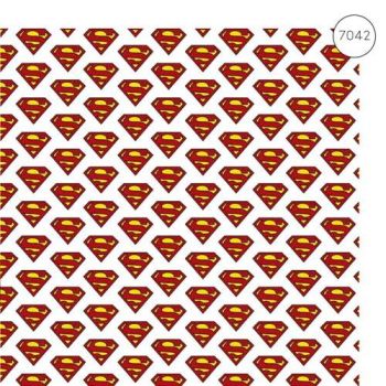 Superman Fabric - Wide Organic Cotton Poplin - Logo - White - 150cm wide - Half Metre