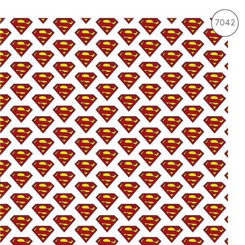 Superman Fabric - Wide Cotton Poplin - Logo - White - 150cm wide - Half Met