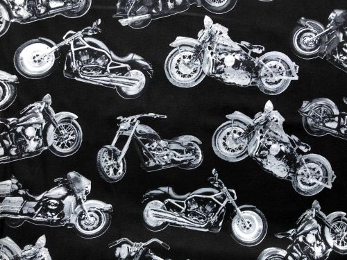 Timeless Treasures Fabric - Road Warrior Motorcycles - 100% Cotton - 1/4m+