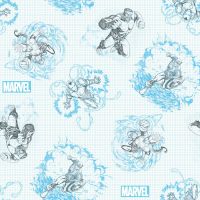 Marvel Avengers Fabric - Avengers Grid Paper Sketch - Blue - 100% Cotton - 1/4m+