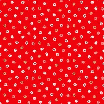 Makower Fabric - Pamper - Lips - Red - 100% Cotton - 1/4m+