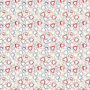 Makower Fabric - Pamper - Hearts - White - 100% Cotton - 1/4m+