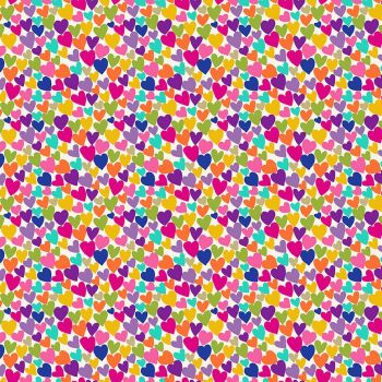 Makower Fabric - Katie's Cats - Hearts - Cream - 100% Cotton - 1/4m+