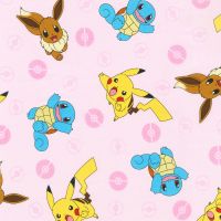 Pokemon Fabric - Pikachu and Friends - Pink - 100% Cotton - 1/4m+
