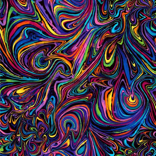 Timeless Treasures Fabric - Multi Swirl - Black - 100% Cotton - 1/4m+
