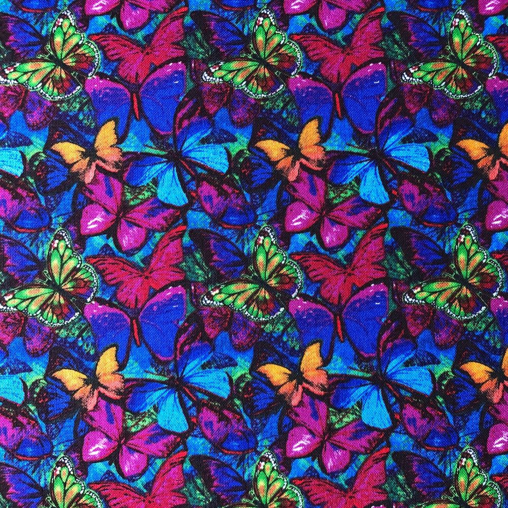 Sykel Enterprises Fabric - Butterflies in Flight - Packed - 100% Cotton - 1/4m+