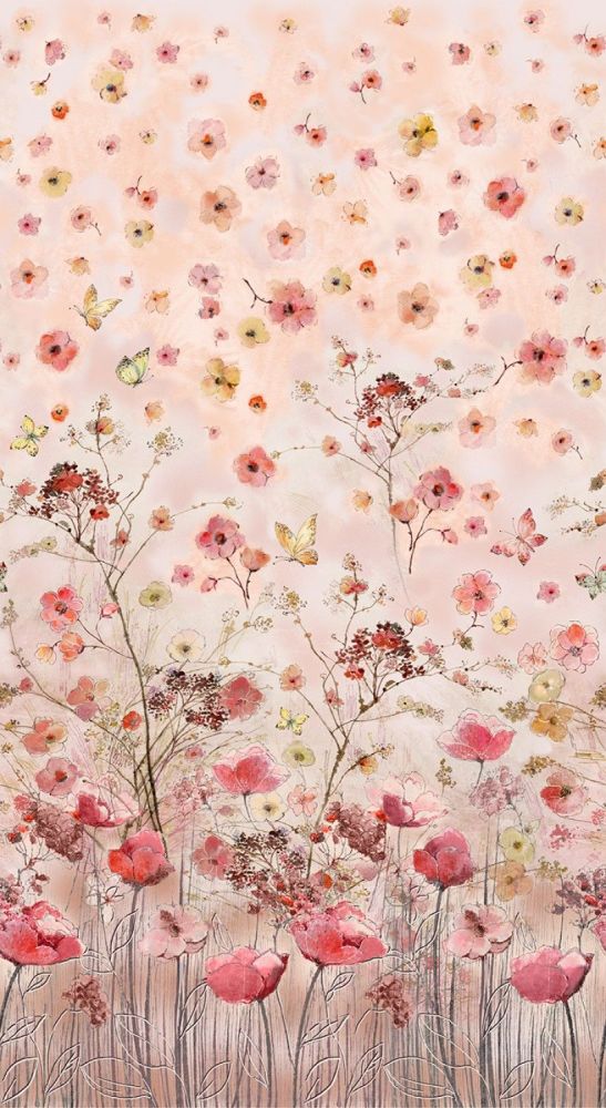 Timeless Treasures Fabric - Floral Study Pink Digital Panel - 100% Cotton  