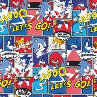 Sonic The Hedgehog Fabric - Sega - Comic Multi - 100% Cotton - 1/4m+