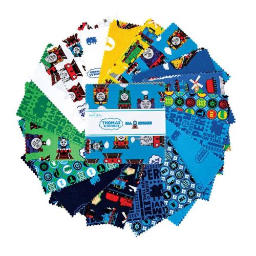 Riley Blake Fabric - Thomas and Friends All Aboard - Charm Pack - 100% Cott