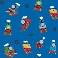 Thomas and Friends Fabric - All Aboard Main - Blue - 100% Cotton - 1/4m+