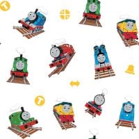 Thomas and Friends Fabric - All Aboard Main - White - 100% Cotton - 1/4m+
