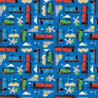 Thomas and Friends Fabric - All Aboard Sodor - Blue - 100% Cotton - 1/4m+