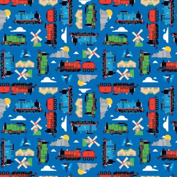 Thomas and Friends Fabric - All Aboard Sodor - Blue - 100% Cotton - 1/4m+
