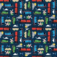 Thomas and Friends Fabric - All Aboard Sodor - Navy - 100% Cotton - 1/4m+