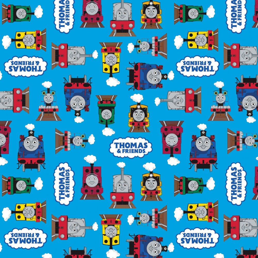 Thomas and Friends Fabric - All Aboard Logo - Blue - 100% Cotton - 1/4m+