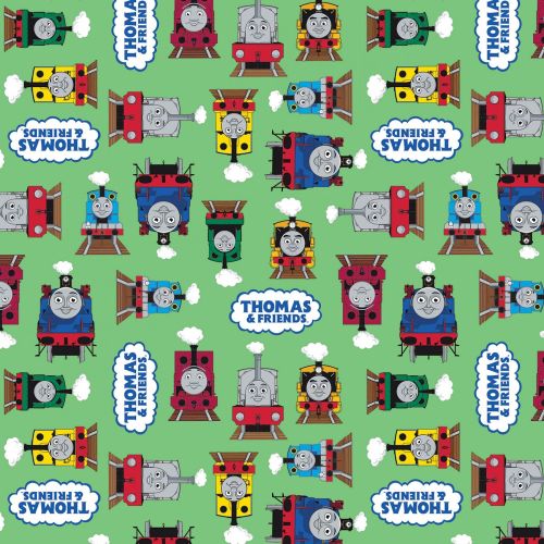 Thomas and Friends Fabric - Logo - Green - 100% Cotton - 1/4m+