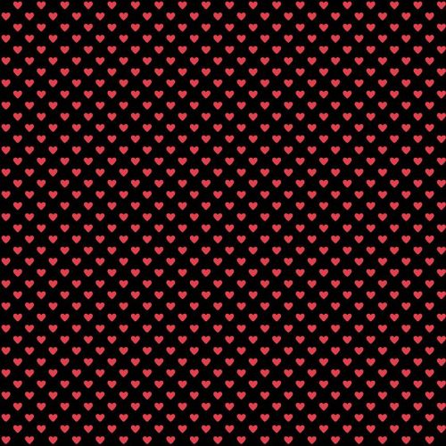 Andover Fabric - Hearts - Black Red - 100% Cotton - 1/4m+