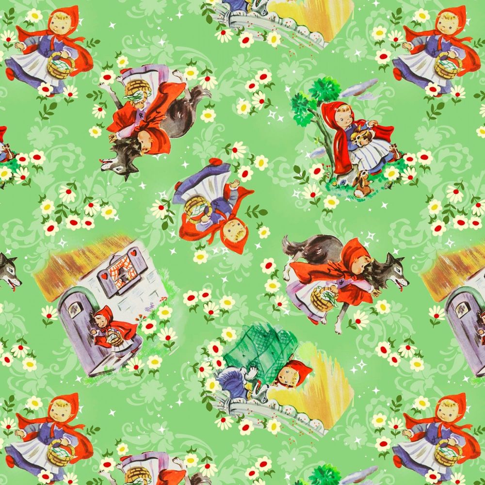 Little Red Riding Hood Fabric - Vintage Storybook - Into the Woods - 100% Cotton -1/4m+