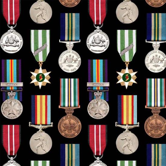 Nutex Fabric - Battlezone - Medals - 100% Cotton - 1/4m+