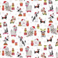 Makower Fabric - Yappy Christmas - Dog Scatter - Cream - 100% Cotton - 1/4m+