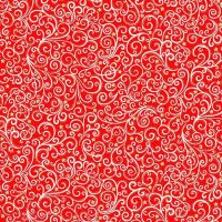Makower Fabric - Scandi Christmas - Scroll - Red - 100% Cotton - 1/4m+
