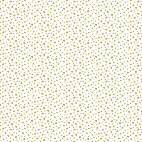 Makower Fabric - Christmas Metallic Essentials - Stars - Gold - 100% Cotton